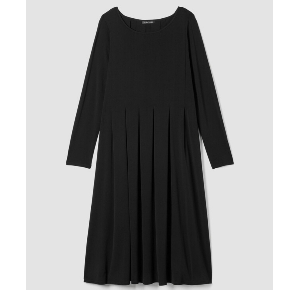 Eileen Fisher Silk Stretch Jersey Scoop Neck Black Dress Sz XL Retail $388 - Picture 3 of 9